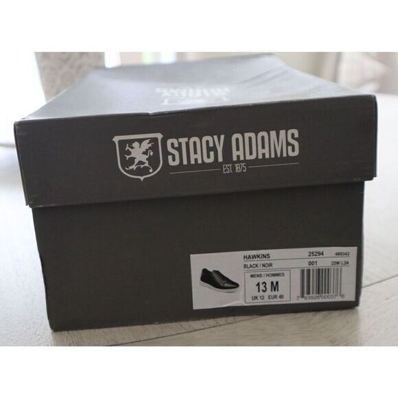 Stacy Adams 25294-001 Men's Sz 13M Black Leather Hawkins Cap Toe Sneakers - Picture 11 of 11